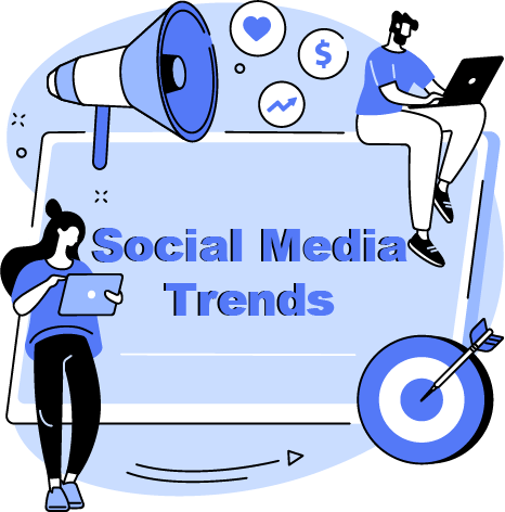 Two people are searching onlıne for the biggest trends in Social Media.